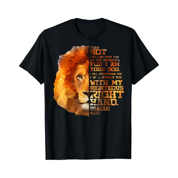 Simple Fit Isaiah 41:10 Bible Verse Lion Head Christian Birthday Gift T-Shirt