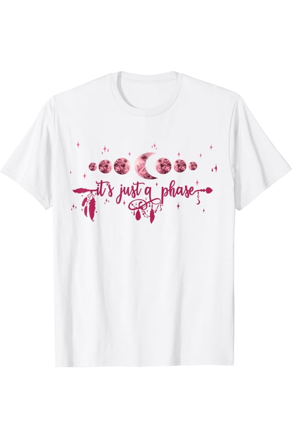 Its Just A Phase Boho Triple Moon Goddess Pink Crescent Moon T-Shirt