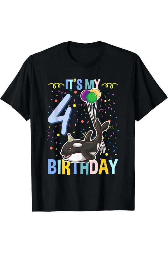 Its My 4Th Birthday Orca Sea Animal T-Shirt All Size S-5Xl