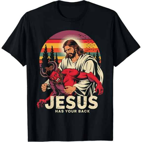 Simple Fit Jesus Has Your Back Jiu Jitsu Retro Christian Men Women T-Shirt All Size S-5XL