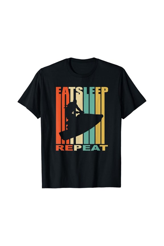 Jetski Retro Eat Sleep Jet Skiing Repeat Water Sports Gift T-Shirt All Size S-5Xl
