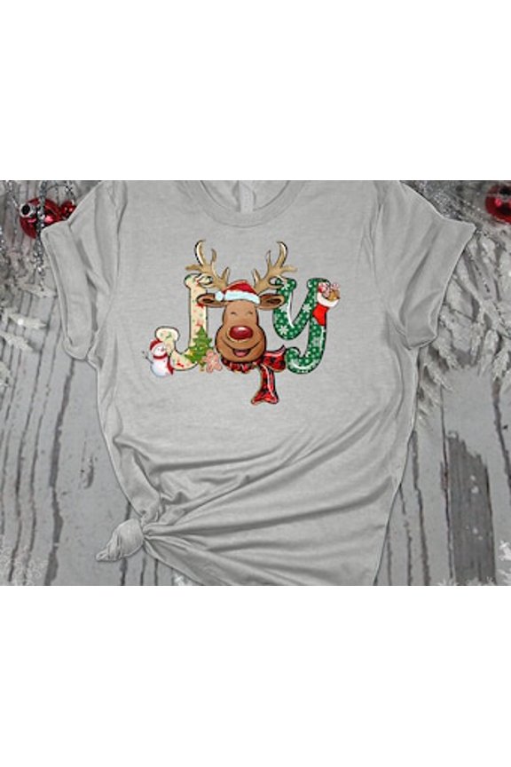Joy, Cute Reindeer, Red Nosed Reindeer, Playful Tee, Soft Unisex Tee Shirt, Plus Size Available All Size S-5XL