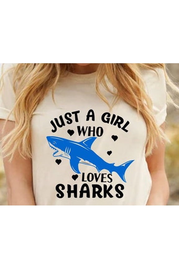 Just A Girl Who Loves Sharks, Shark Shirt, Graphic T-Shirt, Shark Shirt for Gift, Shark Shirts, Sharks Lover Shirt, Animal Shirt Shark
