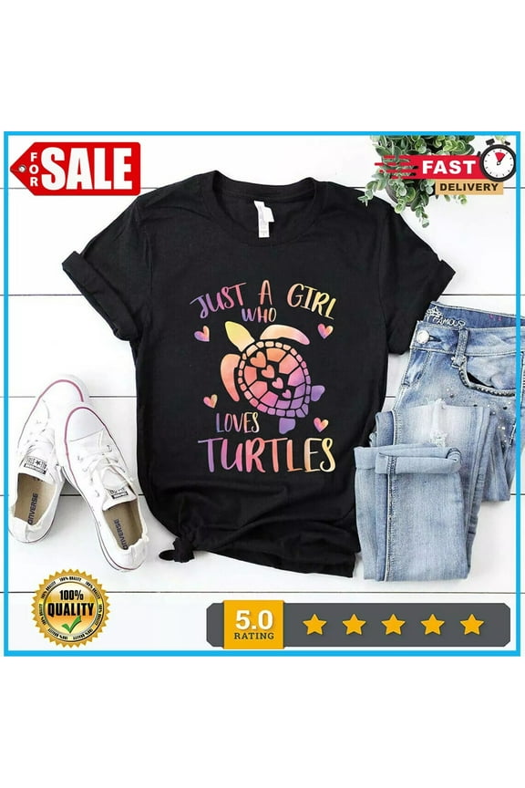 Just A Girl Who Loves Turtles - Teen Girls Sea Turtle Lover Women T-Shirt Gift For Him/Her Gift For Him/Her