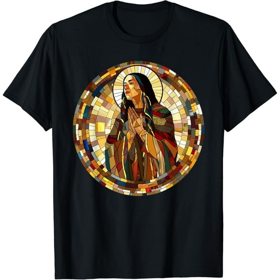 Simple Fit Kateri Tekakwitha Stained Glass T-Shirt