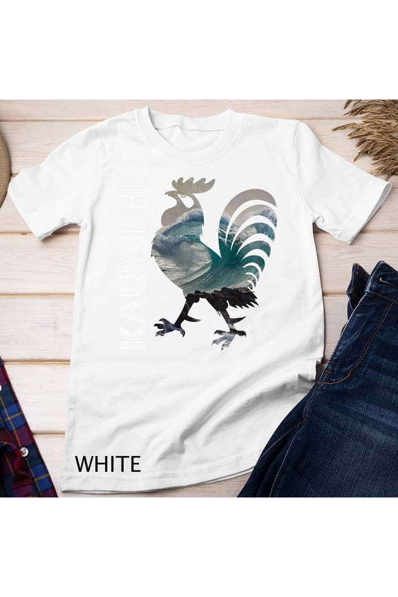 Kauai Hawaii Chicken Rooster Surf Wave Ocean Awesome Design Unisex T-Shirt Gift For Him/Her Gift For Him/Her