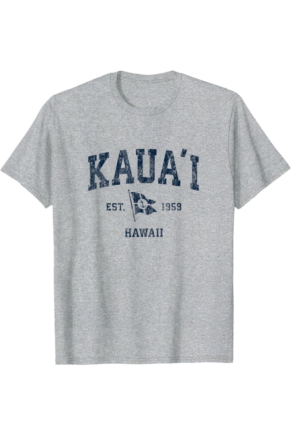 Kauai Hi Vintage Sports Navy Boat Anchor Flag T-Shirt All Size S-5XL