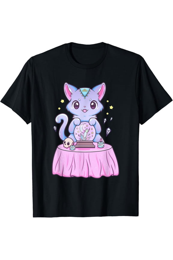 Kawaii Pastel Goth Cute Creepy Wicca Witchy Cat T-Shirt