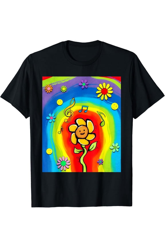 Kidcore Aesthetic Rainbow Dancing Flower 80S 90S Retro T-Shirt