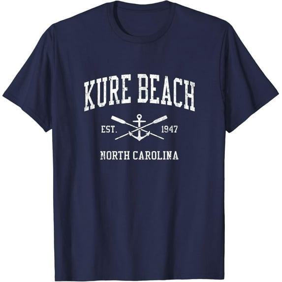 Simple Fit Kure Beach Nc Vintage Crossed Oars & Boat Anchor Sports T-Shirt All Size S-5XL