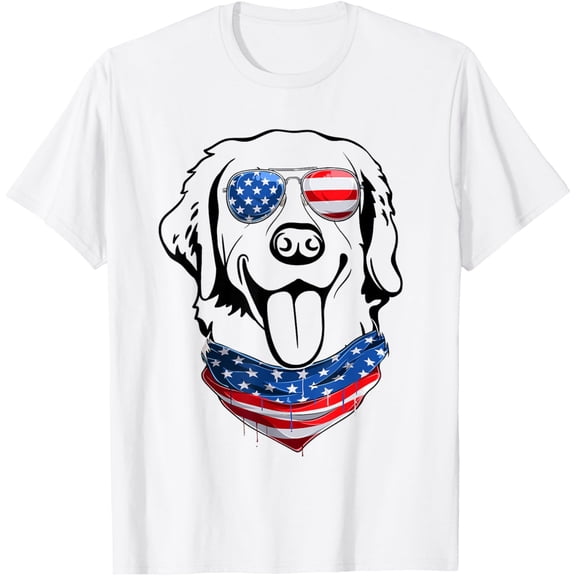 Simple Fit Labrador 4Th Of July Patriotic American Flag Labrador Dog T-Shirt