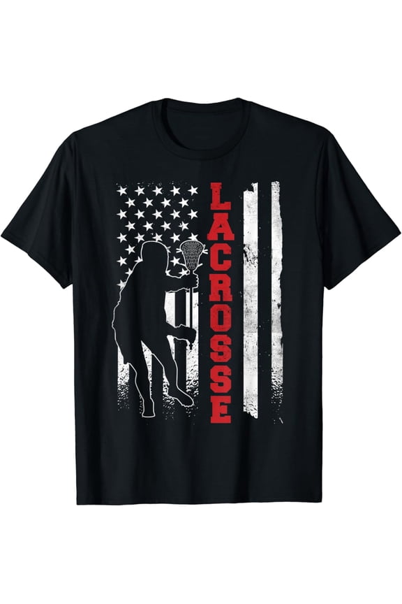 Lacrosse American Flag Lax Lacrosse Apparel Lacrosse Player T-Shirt All Size S-5Xl