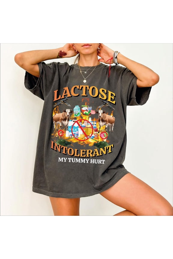 Lactose Intolerant Graphic T-Shirt, Retro Milk 90s Shirt, Shirts For Friends, Y2k Unisex Baggy Shirt, 2000s Shirt Gift, CRT418 All Size S-5XL