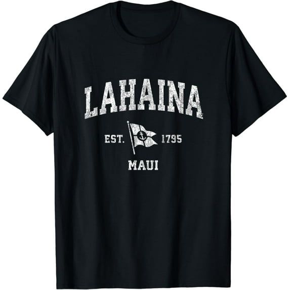 Simple Fit Lahaina Maui Hi Vintage Nautical Boat Anchor Flag Sports T-Shirt All Size S-5XL