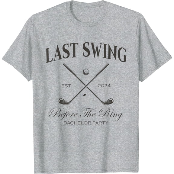 Simple Fit Last Swing Before The Ring Bachelor Golfing Bridal T-Shirt All Size S-5XL