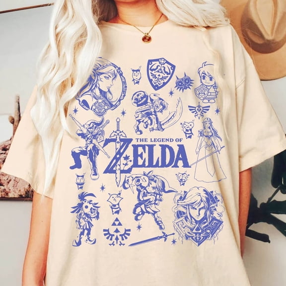 Simple Fit Legend Of Zelda Doodle Art Shirt | Legend of Zelda Breath of the Wild Shirt | Tears of the Kingdom Shirt | Zelda Link Video Game Shirt