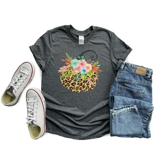 Simple Fit Leopard Pumpkin Shirt, Fall Women Shirt, Thanksgiving Shirt, Fall Women Gift Shirt, Cheetah Pumpkin Shirt, Floral Pumpkin Shirt