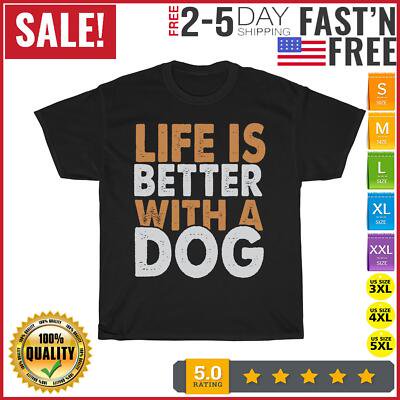 Simple Fit Life is Better With A Dog Vintage T Shirt Men Fashion 2023 Women T Shirt Short All Size S-5XL