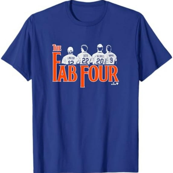 Simple Fit Lindor, Soto, Alonso, & Nimmo - Fab Four - New York Baseball T-Shirt All Size S-5Xl