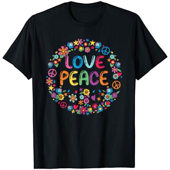 Simple Fit Love Peace Flower Power Flowers 60S 70S T-Shirt