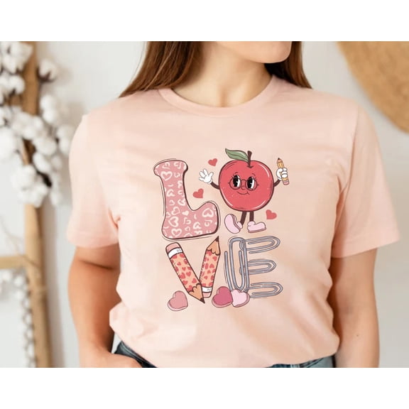 Simple Fit Love Teacher Valentine Shirt, Teacher Valentines Gift, Leopard Print, Trendy Retro Valentines Day Outfit, Candy Conversation Hearts Shirt