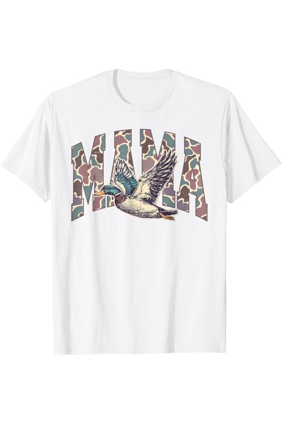 Mallard Duck Hunting Mama Retro Camouflage Daddy Mothers Day T-Shirt