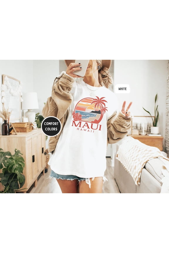 Maui Hawaii T-Shirt, Unisex Tee, Garment-Dyed Shirt, Beach Vacation Top, Summer Apparel All Size S-5Xl