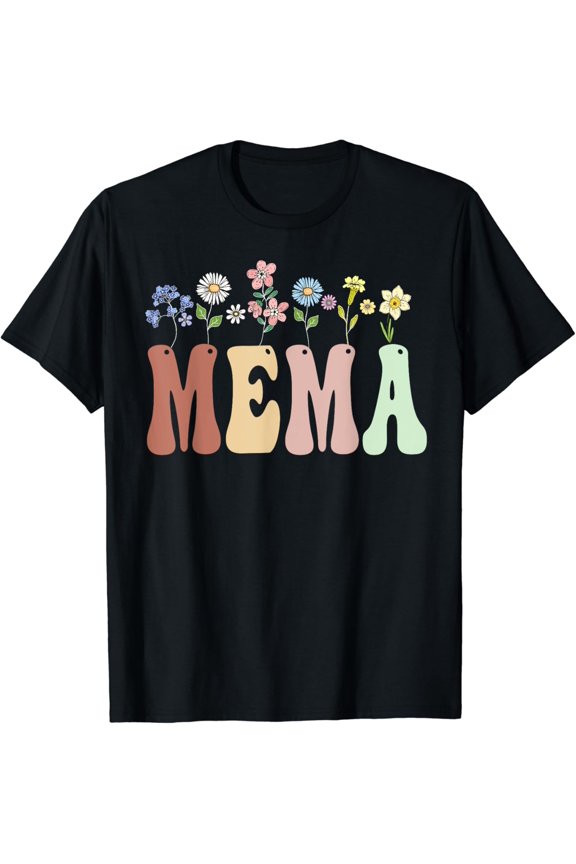 Mema Gifts Women Wildflower Floral Design Mema T-Shirt