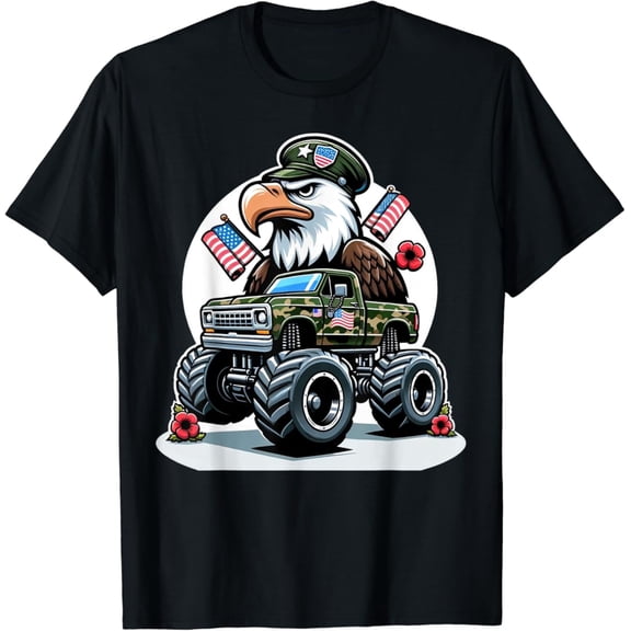 Simple Fit Memorial Day Shirts Boys Eagle American Flag Camo Truck T-Shirt All Size S-5XL