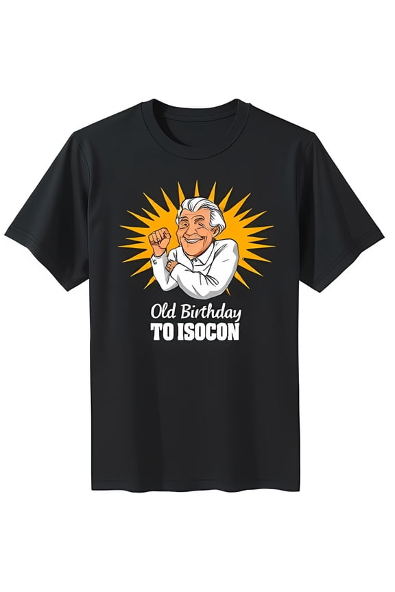 Men'S Black T-Shirt With Cartoon Graphic & 'Old Birthday To Isocon' Design All Size S-5Xl