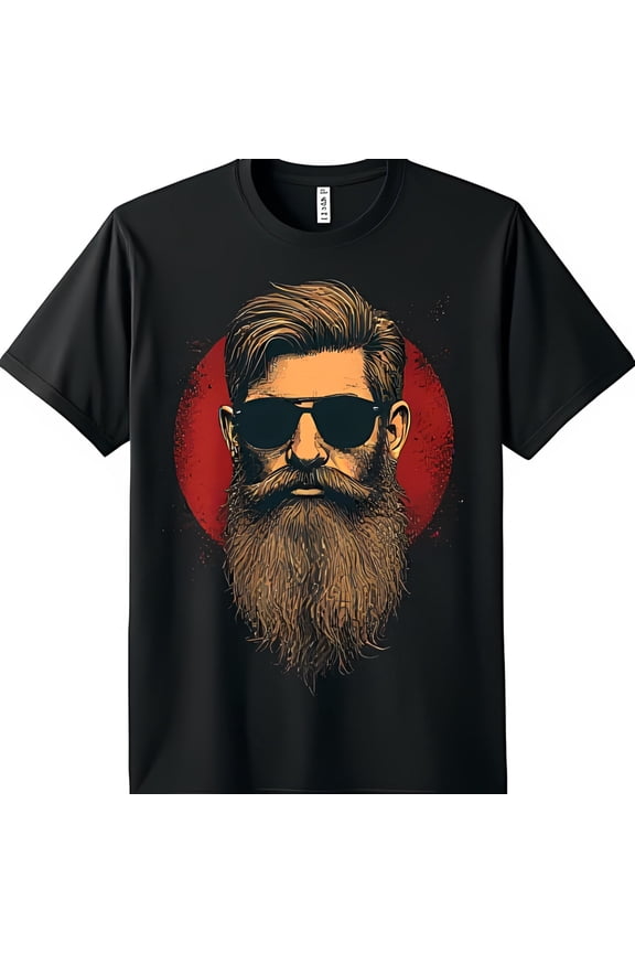 Men'S Black T-Shirt With Cool Bearded Man Graphic And Red Splatter Design All Size S-5Xl