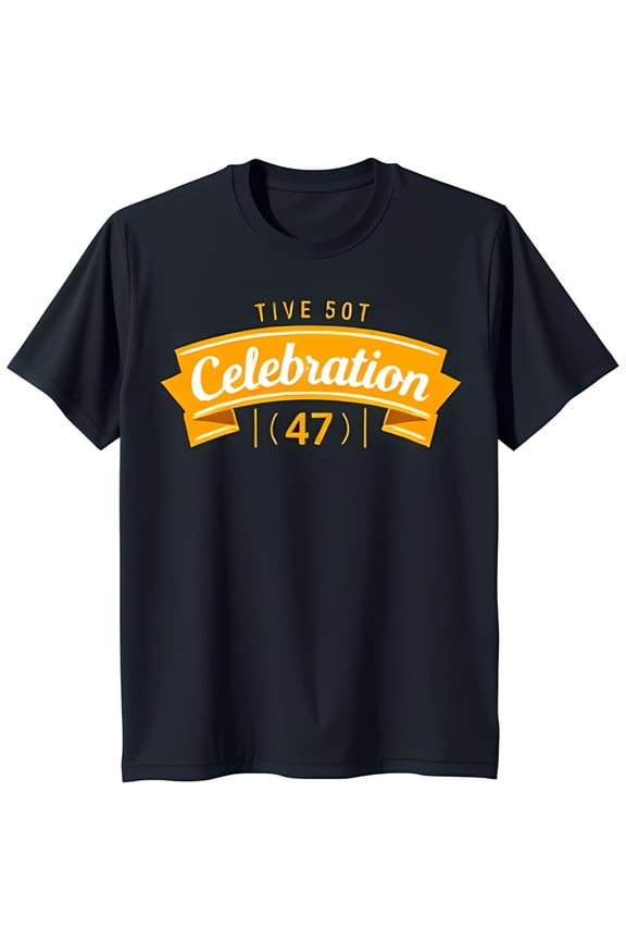 Men'S Black T-Shirt With Vintage Style Celebration Graphic And Banner Design All Size S-5Xl