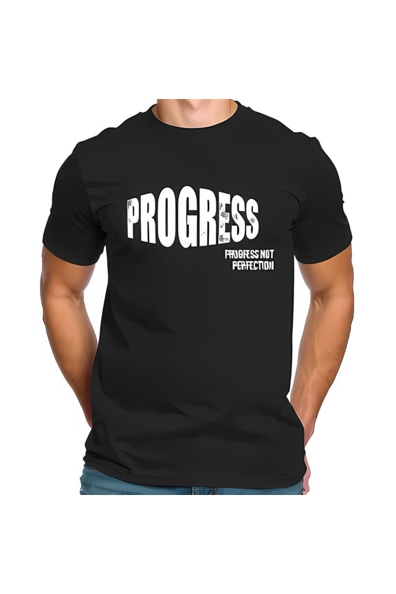 Men'S Cotton Short Sleeve T-Shirt With 'Progress & Motivational-All-Cotton All Size S-5Xl