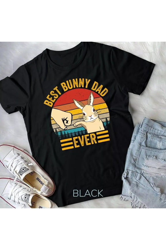 Mens Best Bunny Dad Ever Vintage Rabbit Lover Father Pet Rabbit Unisex T-Shirt Gift For Him/Her Gift For Him/Her