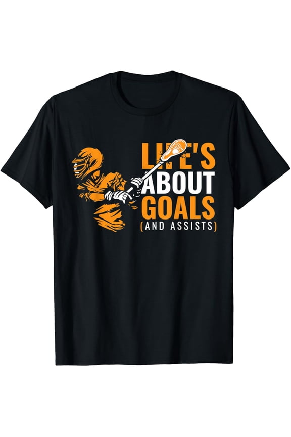 Mens Life'S About Goals Lacrosse Shirt For Boys Lacrosse T-Shirt All Size S-5Xl