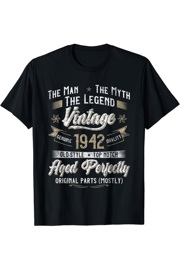 Mens Man Myth Legend 80th Birthday Gift Vintage 1942 80 years old T-Shirt All Size S-5XL