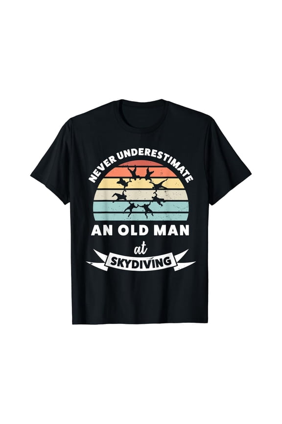 Mens Old Man At Skydiving Gift Dad T-Shirt All Size S-5XL