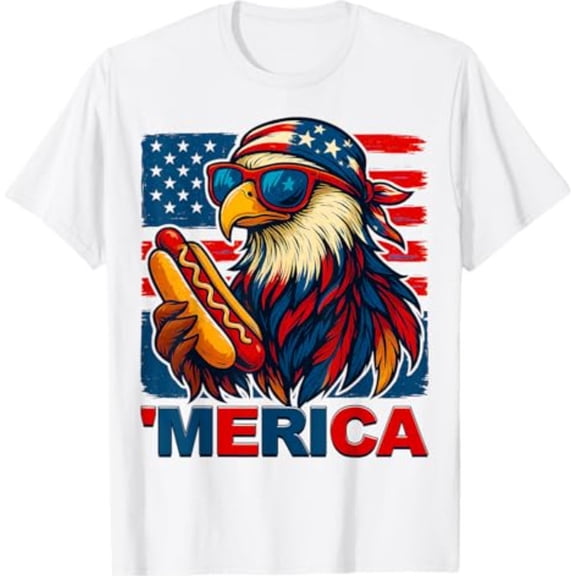 Simple Fit Merica Eagle Hotdog Usa Flag 4Th Of July Patriotic Men T-Shirt All Size S-5XL