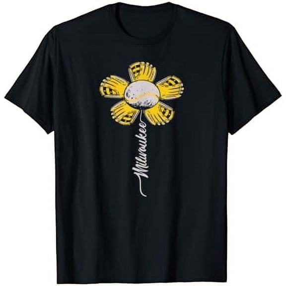 Simple Fit Milwaukee Baseball Flower, Baseball Enthusiasts 2024 T-Shirt