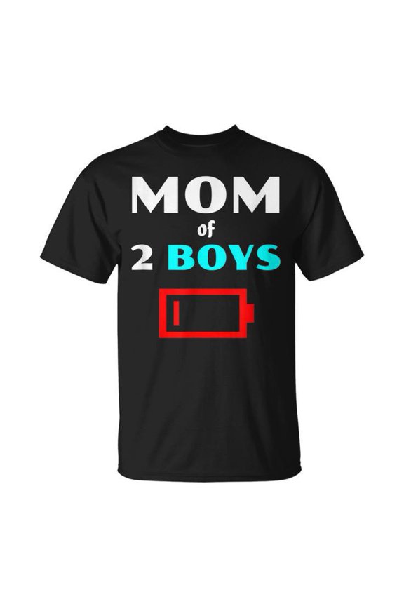 Mom Of 2 Boys Tired Mother With Two Sons Low Battery Unisex T Shirt Gift For Him/Her