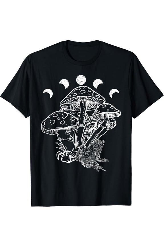 Moon Witchy Vintage Cottage Core Aesthetic Frog Mushroom T-Shirt