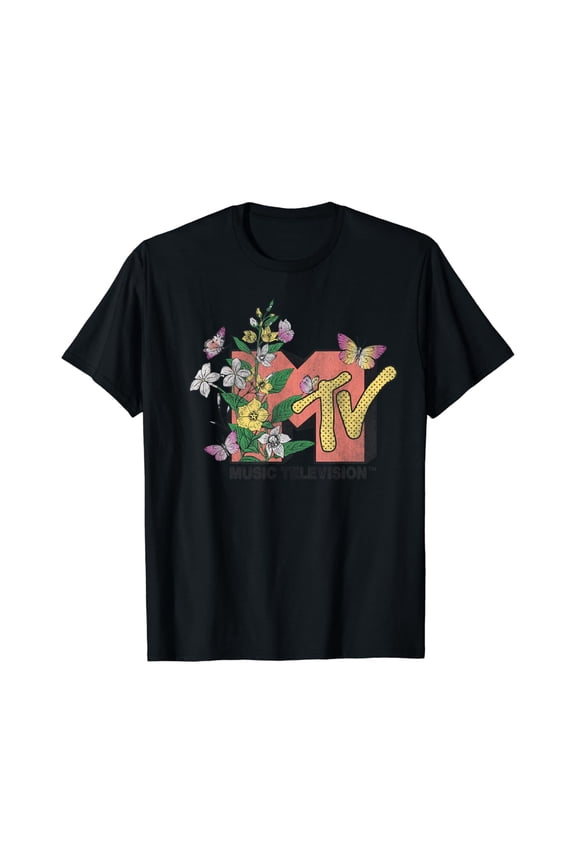 Mtv Spring Botanical Flower Logo T-Shirt