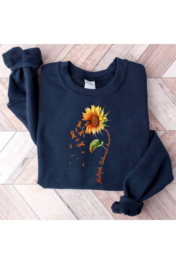 Multiple Sclerosis Awareness Sweatshirt, In March We Wear Orange Shirt, Multiple Sclerosis Warrior Shirt, Orange Ribbon Shirt, Support Shirt Gift For Him/Her Sweatshirt