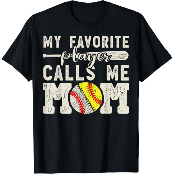 Simple Fit My Favorite Player Calls Me Mom Baseball Softball Boy Mother T-Shirt All Size S-5Xl