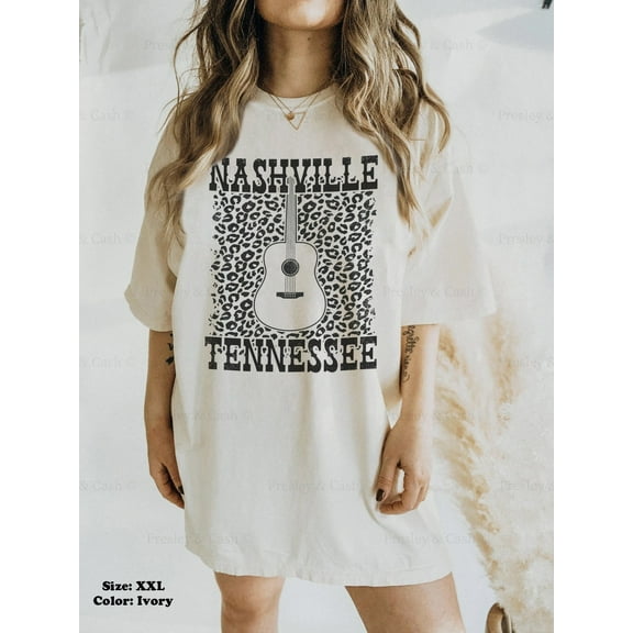 Simple Fit Nashville Tennessee Shirt S-5Xld Nashville Tee Country Music Shirt Western Tshirt Dress Boho Leopard Print Guitar Shirt