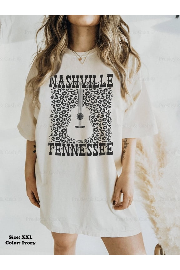Simple Fit Nashville Tennessee Shirt S-5Xld Nashville Tee Country Music Shirt Western Tshirt Dress Boho Leopard Print Guitar Shirt