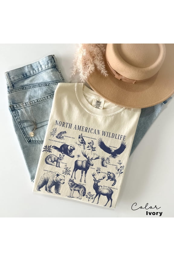 Nature Shirt, North American Wildlife, Vintage 90S Unisex T-Shirt, Retro Forest Animals, National Parks, Camping Nature Lover, Forestcore, All Size S-5Xl