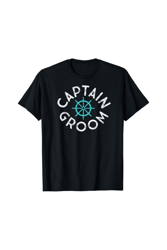 Nautical Wedding Beach Boat Sailing Ship Wheel Captain Groom T-Shirt All Size S-5XL