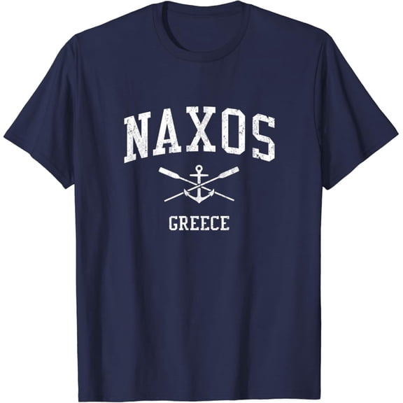 Simple Fit Naxos Vintage Crossed Oars & Boat Anchor Sports T-Shirt All Size S-5XL