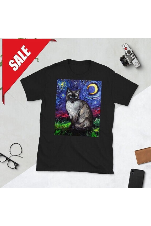 New Limited Siamese Cat Starry Night Moon Gift Ideas Tee T-Shirt S-5Xl Gift For Him/Her
